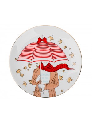 Тарелка Девушка с зонтиком (осень)